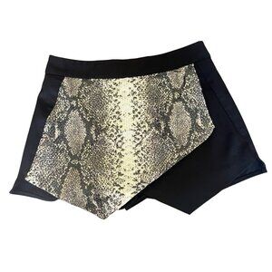 Mustard Seed Shorts Hot Pants Mini Skort Black Snake Print Sequins Zipper Small